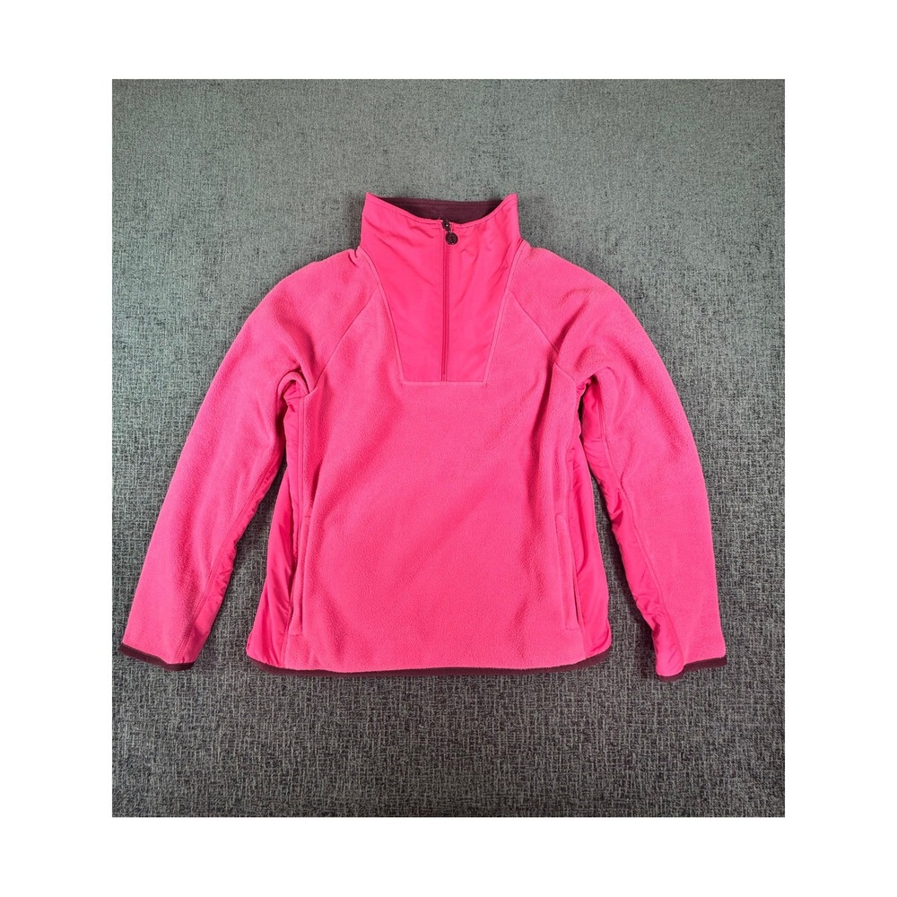 T by Talbots‎ Pink Fleece Quarter Zip Pullover Hybrid Jacket Womens Small